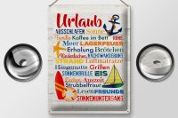 Blechschild Spruch 30x40 cm Urlaub Kaffee im Bett ausschlafen Deko Schild