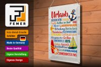 Blechschild Spruch 30x40 cm Urlaub Kaffee im Bett ausschlafen Deko Schild