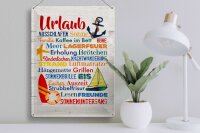 Blechschild Spruch 30x40 cm Urlaub Kaffee im Bett ausschlafen Deko Schild