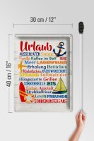 Blechschild Spruch 30x40 cm Urlaub Kaffee im Bett ausschlafen Deko Schild