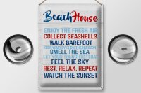 Blechschild Spruch 30x40 cm Beach House Deko Schild