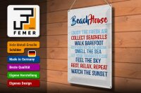 Blechschild Spruch 30x40 cm Beach House Deko Schild
