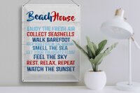Blechschild Spruch 30x40 cm Beach House Deko Schild