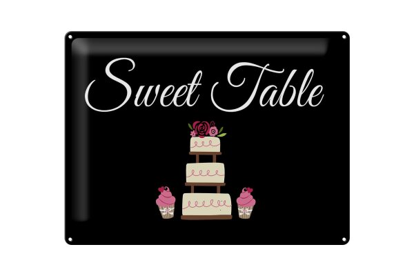 Blechschild Hinweis 30x40 cm Sweet Table Hochzeitstorte Deko Schild