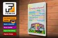 Blechschild Spruch 30x40 cm Camping entspannt Campingwagen Deko Schild