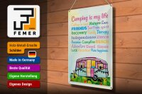 Blechschild Spruch 30x40 cm Camping is my life Deko Schild