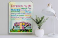 Blechschild Spruch 30x40 cm Camping is my life Deko Schild