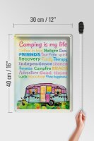 Blechschild Spruch 30x40 cm Camping is my life Deko Schild