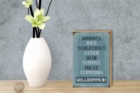 Holzschild Spruch 12x18cm warmes Bier schlechtes Essen