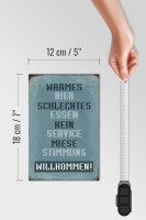 Holzschild Spruch 12x18cm warmes Bier schlechtes Essen
