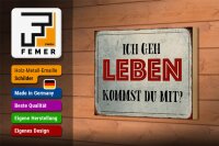 Holzschild Spruch 18x12cm geh leben kommst du mit Retro