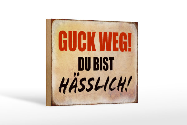 Holzschild Spruch 18x12cm guck weg du bist hässlich