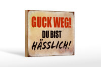 Holzschild Spruch 18x12cm guck weg du bist hässlich