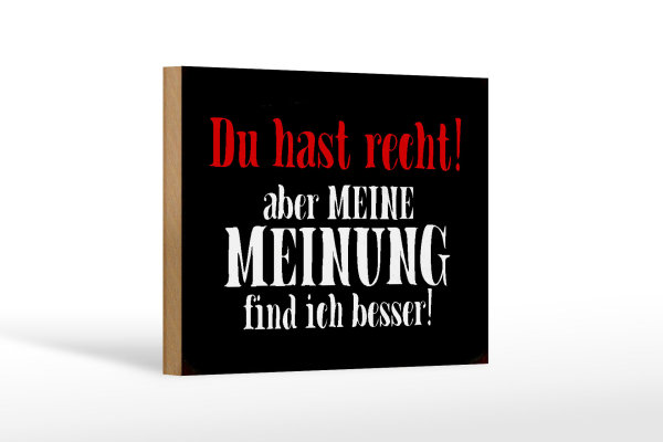 Holzschild Spruch 18x12cm du hast recht aber meine Meinung