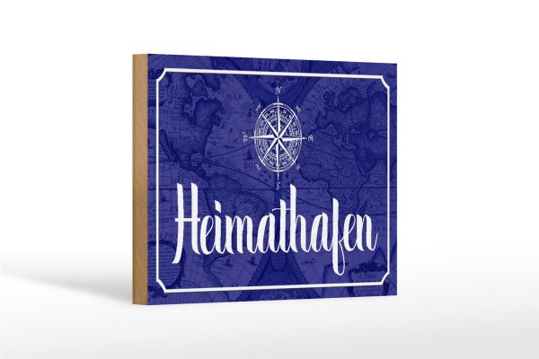 Holzschild Spruch 18x12cm Heimathafen Kompass Anker