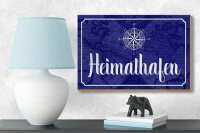 Holzschild Spruch 18x12cm Heimathafen Kompass Anker