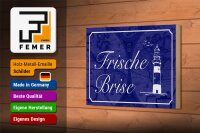 Holzschild Spruch 18x12cm Frische Brise Meer Leuchtturm