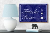 Holzschild Spruch 18x12cm Frische Brise Meer Leuchtturm