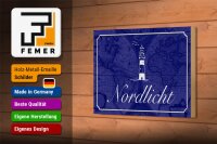 Holzschild Spruch 18x12cm Nordlicht Meer Leuchtturm