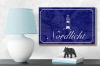 Holzschild Spruch 18x12cm Nordlicht Meer Leuchtturm