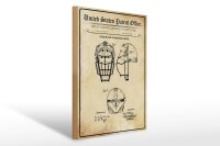 Holzschild Patent 30x40 cm Entwurf für eine Baseball-Maske Deko Schild