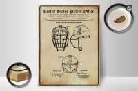 Holzschild Patent 30x40 cm Entwurf für eine Baseball-Maske Deko Schild
