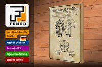 Holzschild Patent 30x40 cm Entwurf für eine Baseball-Maske Deko Schild