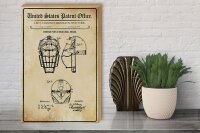 Holzschild Patent 30x40 cm Entwurf für eine Baseball-Maske Deko Schild