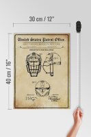 Holzschild Patent 30x40 cm Entwurf für eine Baseball-Maske Deko Schild