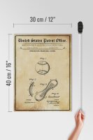 Holzschild Patent 30x40 cm Entwurf für einen Baseball Deko Schild