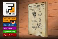 Holzschild Patent 30x40 cm Entwurf für einen Basketball-Korb Deko Schild
