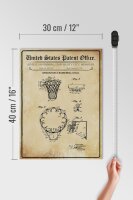 Holzschild Patent 30x40 cm Entwurf für einen Basketball-Korb Deko Schild