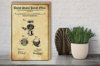 Holzschild Patent 30x40 cm Entwurf für eine Billard-Kugel Deko Schild