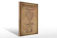 Holzschild Patent 30x40 cm Entwurf für einen Billardkugel-Ständer Deko Schild