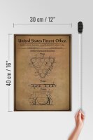 Holzschild Patent 30x40 cm Entwurf für einen Billardkugel-Ständer Deko Schild