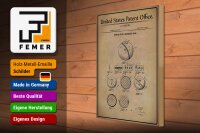 Holzschild Patent 30x40 cm Entwurf für eine Bowlingkugel Deko Schild