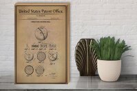 Holzschild Patent 30x40 cm Entwurf für eine Bowlingkugel Deko Schild