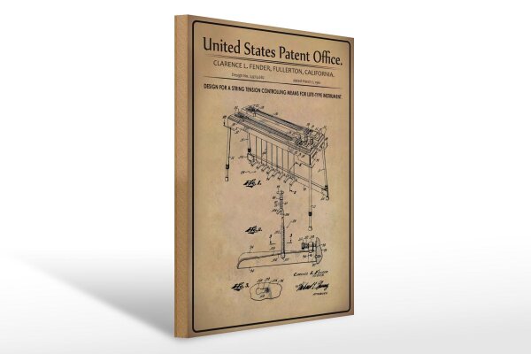 Holzschild Patent 30x40 cm Entwurf für ein Seitenspannungs- Steuermittel Schild