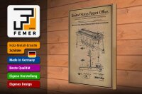 Holzschild Patent 30x40 cm Entwurf für ein Seitenspannungs- Steuermittel Schild