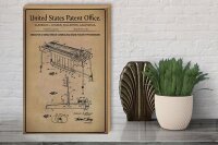 Holzschild Patent 30x40 cm Entwurf für ein Seitenspannungs- Steuermittel Schild