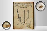 Holzschild Patent 30x40 cm Entwurf für eine E-Gitarre 3 Deko Schild