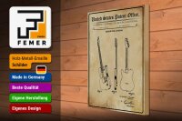 Holzschild Patent 30x40 cm Entwurf für eine E-Gitarre 3 Deko Schild