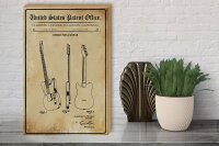 Holzschild Patent 30x40 cm Entwurf für eine E-Gitarre 3 Deko Schild