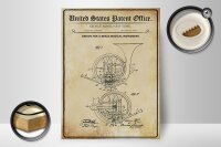 Holzschild Patent 30x40 cm Entwurf für ein Messing Blashorn Deko Schild