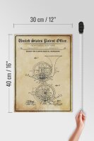 Holzschild Patent 30x40 cm Entwurf für ein Messing Blashorn Deko Schild