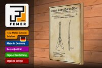 Holzschild Patent 30x40 cm Entwurf für eine ausgefallene Gitarre Deko Schild