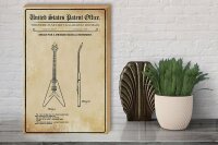 Holzschild Patent 30x40 cm Entwurf für eine ausgefallene Gitarre Deko Schild