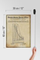 Holzschild Patent 30x40 cm Entwurf für eine Agraffe für Klaviere Deko Schild