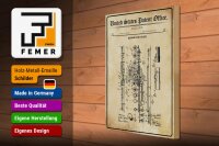 Holzschild Patent 30x40 cm Entwurf für eine Metall-Flöte Deko Schild