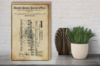 Holzschild Patent 30x40 cm Entwurf für eine Metall-Flöte Deko Schild